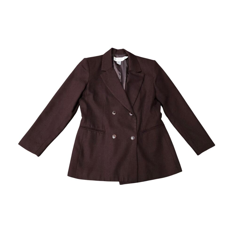 Petite Sophisticate Brown Two Button Blazer Business Career Suit Jacket Size 6